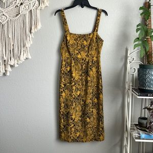 Sanctuary Yellow & Black Snake Print Fitted Dress - S